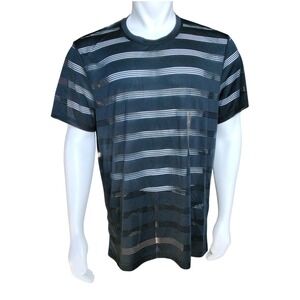 INC International Concepts Mens XL Black Striped Burnout Short Sleeve T-Shirt